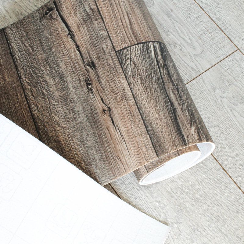 wood-textured linoleum flooring